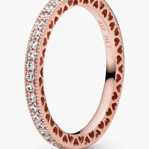 Pandora Rose Gold Heart Ring with Silver Accents